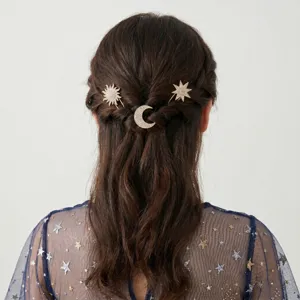 Light Luxury Alloy Rhinestone Hair Sticks Celestial Sun Moon Star Hairpins Bridal Wedding Banquet Headwear For Women Jewelry