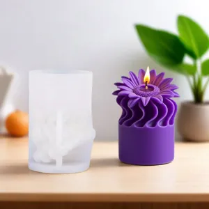 Molde de silicona para vela perfumada de girasol y vela de margarita morada decor.