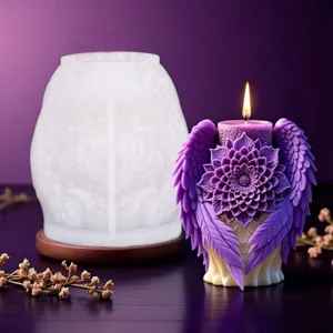 Gevleugelde Bloem Geurkaars Siliconen Vorm Engelenvleugels Lotus Aroma Steen Gips Hars Gietvorm Handwerk Decor