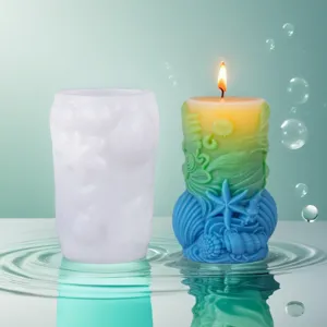 Ocean element candle silicone mold DIY shell starfish aromatherapy wax casting mold for home decor