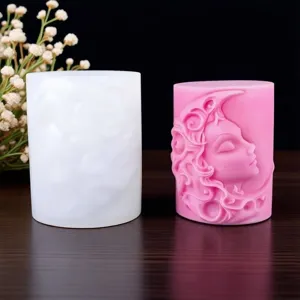 Silikon Kerzenform mit Göttin Mond Gesicht Design für DIY Aromatherapie Stein Dekoration.