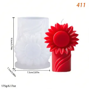 Molde de silicona para vela perfumada de girasol DIY cera floral vista detallada espec