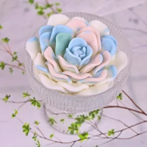 Exquisite 3D lotus rose scented candle mold handmade soap floral silicone mold for DIY craft