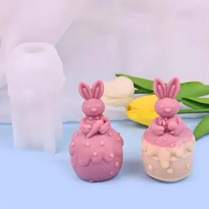 3D cute rabbit silicone mold for handmade scented candles and plaster DIY crafts