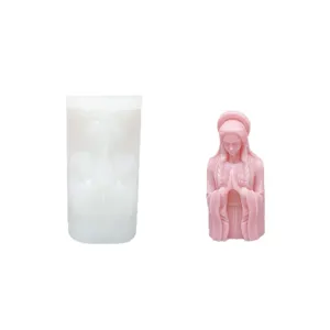Moule en silicone pour déesse priant, bougie en plâtre d'aromathérapie artisanale DIY.