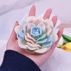 3D Lotus Rose Flower Scented Candle Silicone Mold DIY Handmade Soap Plaster Floral Craft Tool
