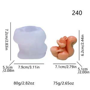 Cute squirrel silicone mold for handmade aromatherapy candles and gypsum craft ornaments.