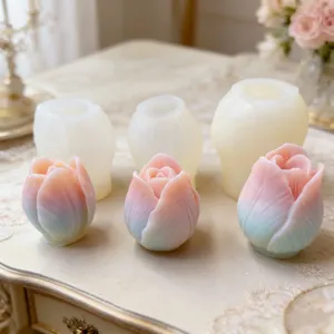 Tulp Bloem Siliconen Vorm Voor DIY Handgemaakte Kaarsen Maken Hars Epoxy Zeep Was Bloemvorm Taart Decoreren Bakgereedschap
