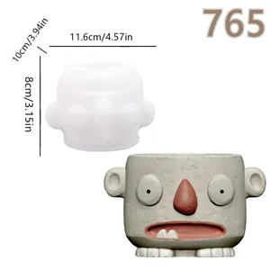 Stampo in silicone vaso di fiori viso quadrato simpatico portapenna decorazione