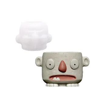 Stampo in silicone per mostro quadrato carino e portapenne vaso di fiori finito fai da te