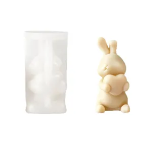 Silikon Hase Kerzenform DIY Herz Hase Handgemachte Seife Herstellung Werkzeug Deko