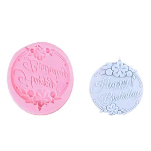 Molde de silicona redondo diseño flor de cumpleaños para tarta topper y cera aromática