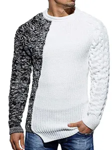 Maglione in Maglia Colorblock Stile Euro-Americano da Uomo Casual Vestibilità Slim Girocollo Manica Lunga Top per Autunno Inverno