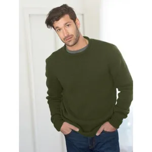 Herren dunkelgruener Rundhals Strickpullover Langarm Pullover fuer Herbst Winter