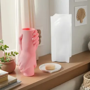 Kreative rosa Hände Vasen Silikonform für DIY Gips Aromatherapie Heimdeko Ornament.