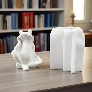 Stampo in silicone per statuetta di rana meditativa, strumento fai da te in resina.