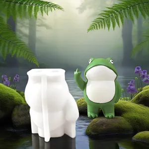 Stampo in silicone e statuetta di rana divertente, regalo artigianale fai da te per decorare.