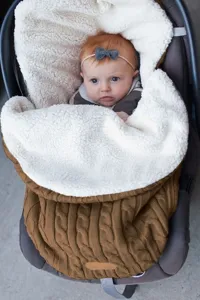 Baby Zopfmuster Schlafsack warme Kinderwagen Decke Winter Kleinkind Kokon Wickeltuch