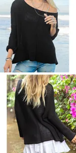 Damen lässiger, loser Strickpullover einfarbig Langarm Pullover Oberteil für Herbst Mode.