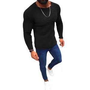 Herren Slim Fit Langarm Rundhals Strickpullover für den Herbst und Winter Alltag.