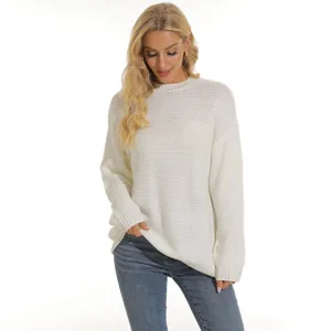 Maglione da donna a manica lunga in maglia, pullover invernale comodo e casual top.