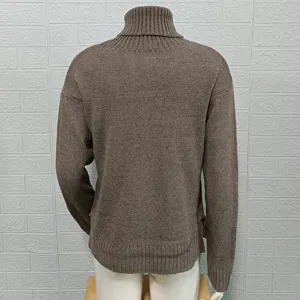 Women's solid color turtleneck long sleeve knit sweater basic casual winter top