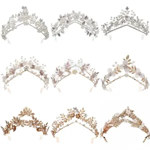 Französische Vintage Braut Perle Tiara Haarkamm Hochzeit Krone Wald Stil elegantes Haarschmuck