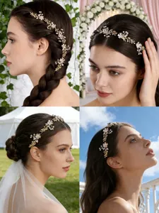 Bruid Strass Haarband Legering Bloem Blad Haaraccessoire Huwelijk Haar Detail