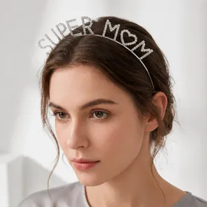 Muttertag Strass Haarreif glitzernde Buchstaben super mom Kopfschmuck Party Mode Accessoire