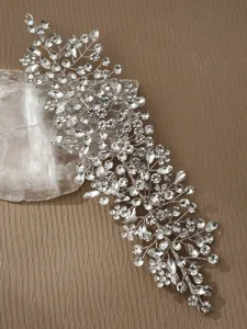 Bridal rhinestone hair vine handmade silver wire wedding hair accessory for evening dress