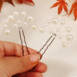 Handmade pearl hair pins U-shaped bridal hair accessories for elegant wedding styling