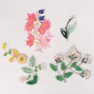 Handgemaakte 3D kralen bloem patches DIY kristal strass applicatie voor jurk jas
