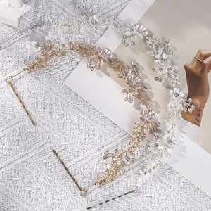 Bruid strass bloem haar wijnstok zilver en goud metallic bruiloft haaraccessoires mooi.