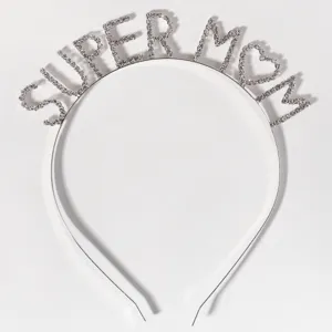 Muttertag Strass Buchstaben Haarreif Silber Metall Kristall Haarschmuck für Frauen