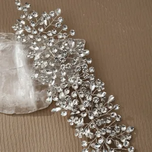 Bridal crystal hair vine handmade rhinestone headband for wedding evening party accessory