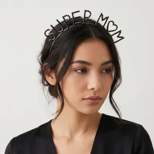 Muttertag Super Mom Strass Stirnband Für Damen Legierung Alphabet Haarband Funkelnder Party Kopfschmuck Elegantes Geschenk Zubehör