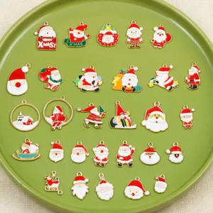 Christmas Santa enamel charms DIY metal alloy pendant jewelry making accessories assorted set