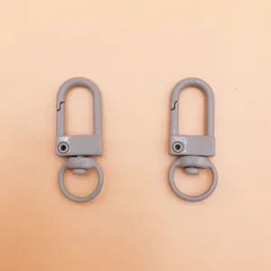 Metal baked paint lobster clasp keychain hardware detail view, durable zinc alloy material.