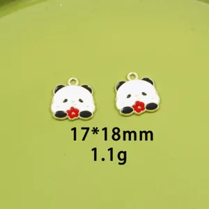 Cute panda enamel alloy charms pendant for DIY jewelry making necklace keychain accessories.