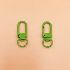 Green metal swivel snap hook zinc alloy keychain metal hardware clip pendant pack of two