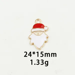 Christmas Santa Claus enamel metal charm alloy DIY pendant for necklace bracelet 24mm