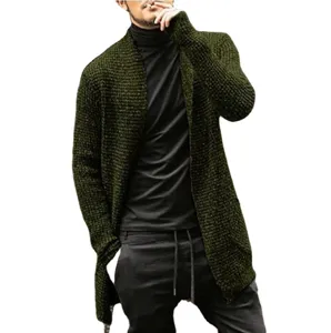 Cardigan Lungo in Maglia da Uomo Aperto sul Davanti Capospalla Autunno Inverno
