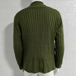 Men's solid color slim long sleeve lapel knitted cardigan autumn winter sweater coat