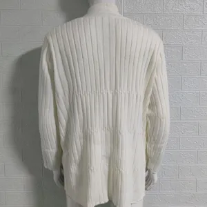 Men's solid color knit cardigan detail view, showing the textured knit pattern and back.