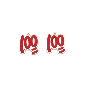 Colgante de joyería DIY de aleación esmaltada roja número 100 para collar llavero accesorios