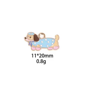 Cute puppy metal enamel charm pendant for bracelet necklace DIY jewelry making accessories.
