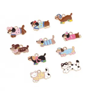 Cute enamel dog cat metal charms pendants for DIY bracelet necklace jewelry making craft