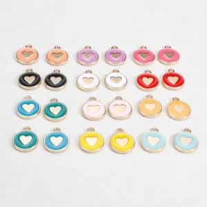 Alloy double-sided heart pendant DIY jewelry accessories necklace bracelet keychain charms