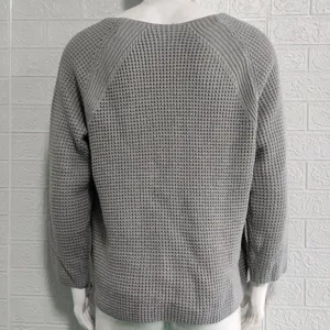 Herren Einfarbig Waffel Strickpullover, Lässiger Rundhalsausschnitt Langarm Pulli Herbst Winter.
