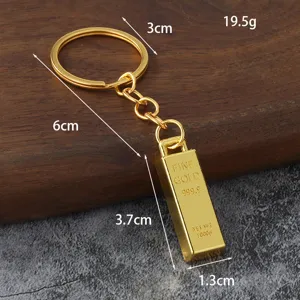 Llavero de barra de oro colgante lingote de metal creativo anillo de llave de coche regalo